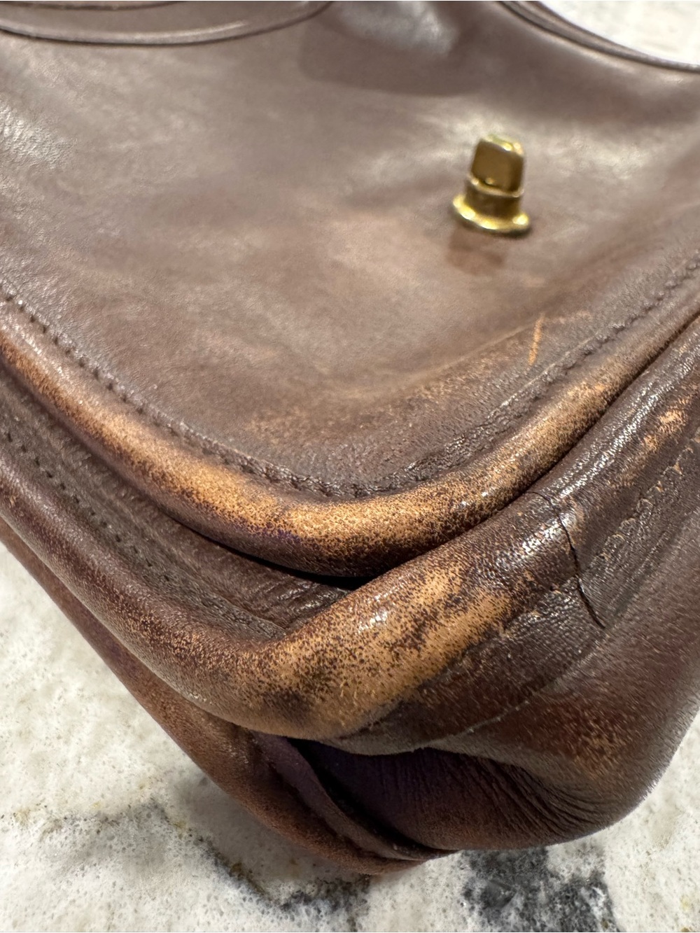 Early Vintage Coach Station Bag Crossbody Leather In Brown READ Flaws - Picture 11 of 13